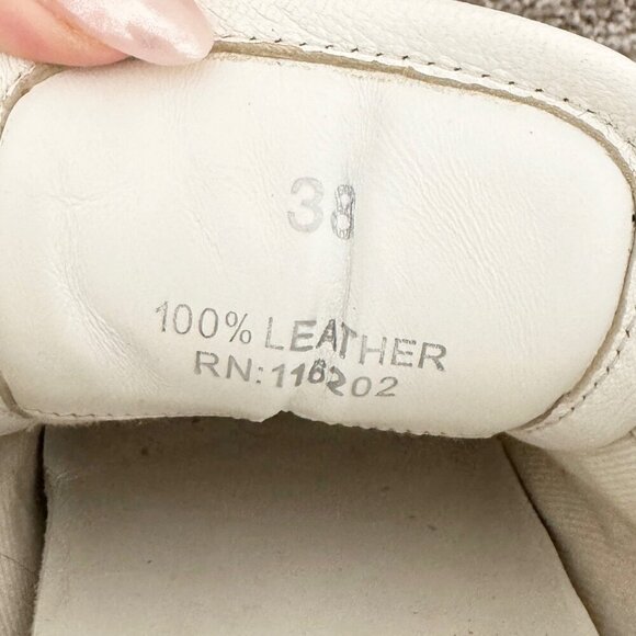 Zadig & Voltaire Leather Distressed Star Applique Lace Up Sneakers White 38 / 7 - Picture 8 of 13